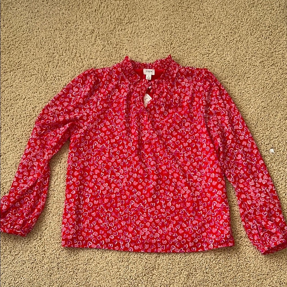 J. Crew Red  Heart Blouse NWT